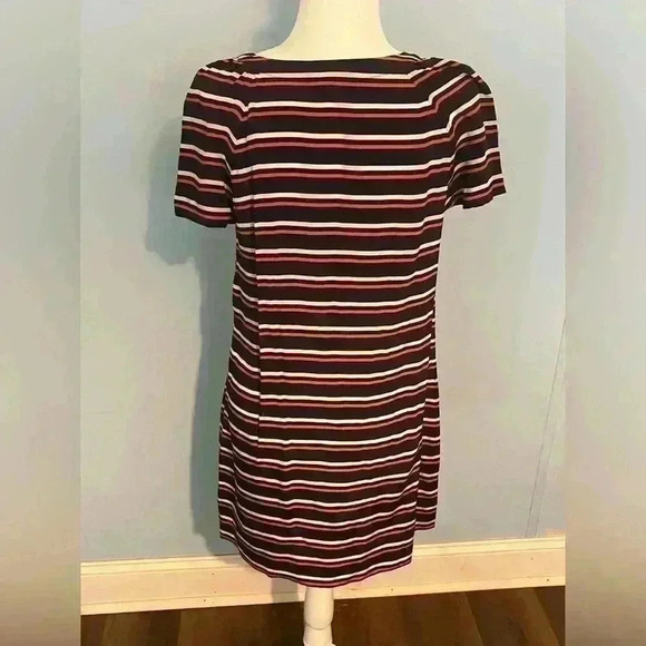 J.Crew Women Nautical Navy Striped 100% Silk Shift A-line Summer Dress Size 6 - Picture 4 of 8